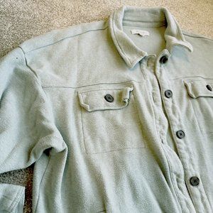 Madewell Brushed Knit Shirt Jacket in Heather Sage Breeze sz XL